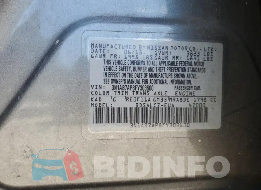 3N1AB7AP8FY303600 Photo# 13