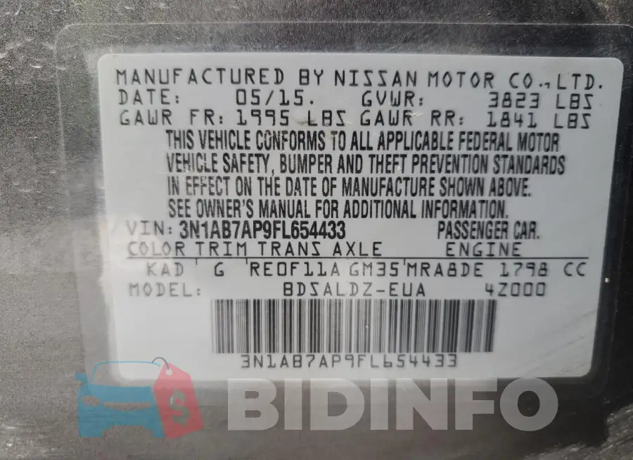 3N1AB7AP9FL654433 Photo# 12