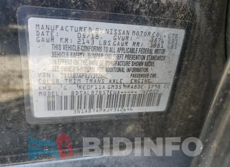 3N1AB7APXJY312646 Photo# 13