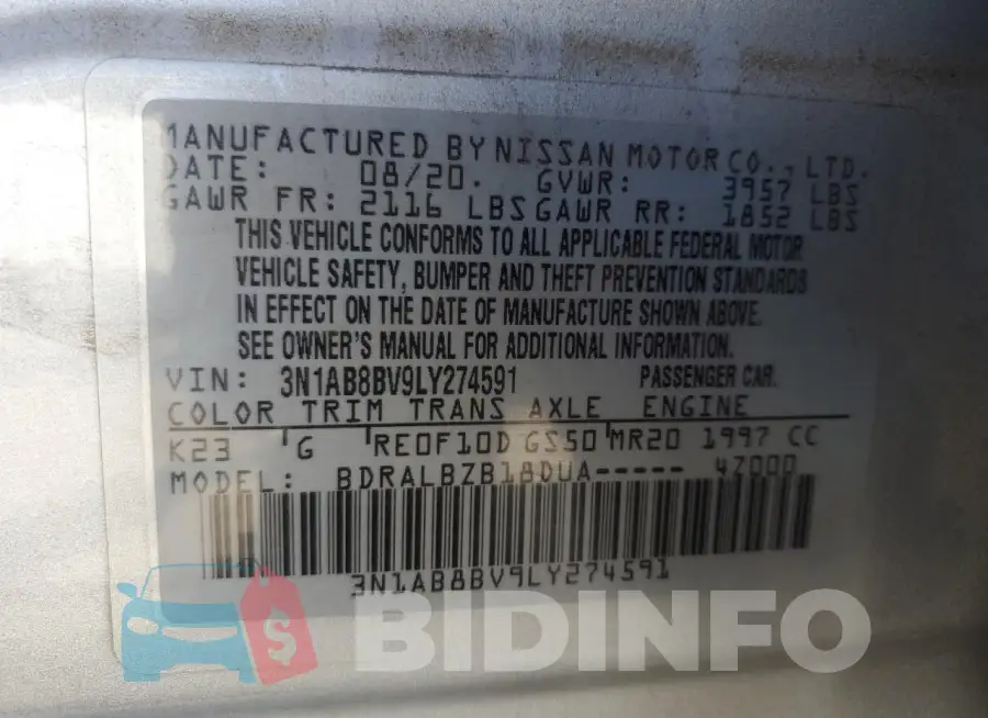 3N1AB8BV9LY274591 Photo# 12