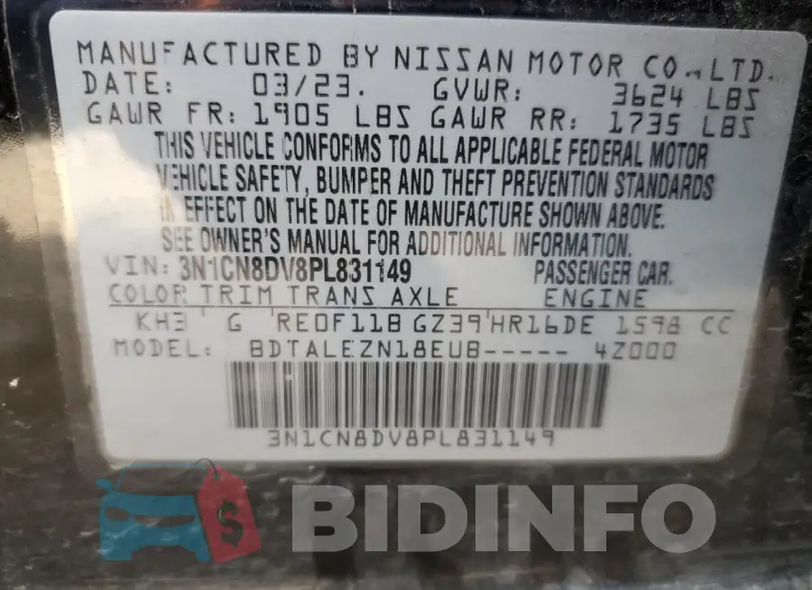 3N1CN8DV8PL831149 Photo# 12