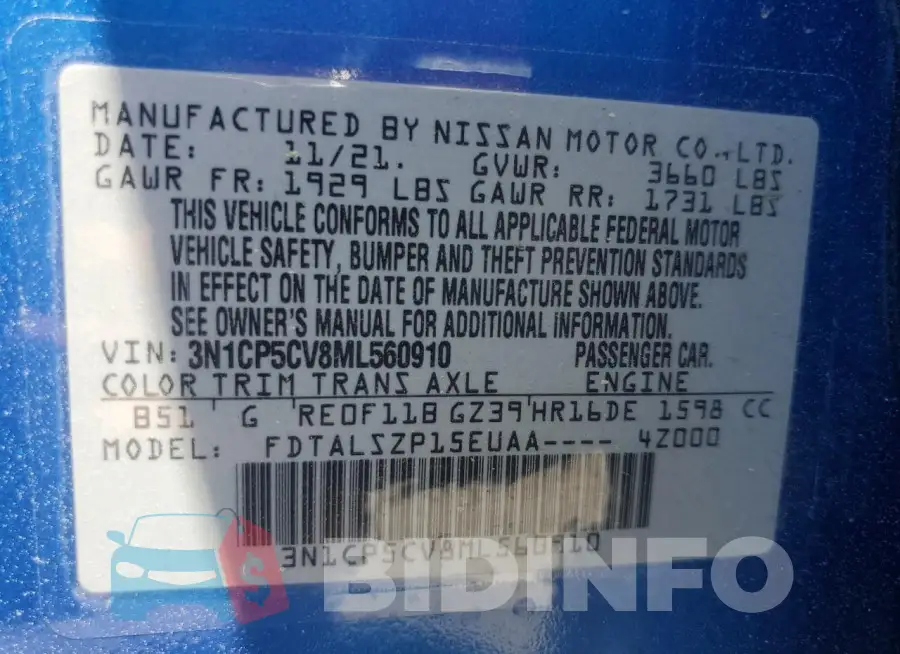 3N1CP5CV8ML560910 Photo# 12