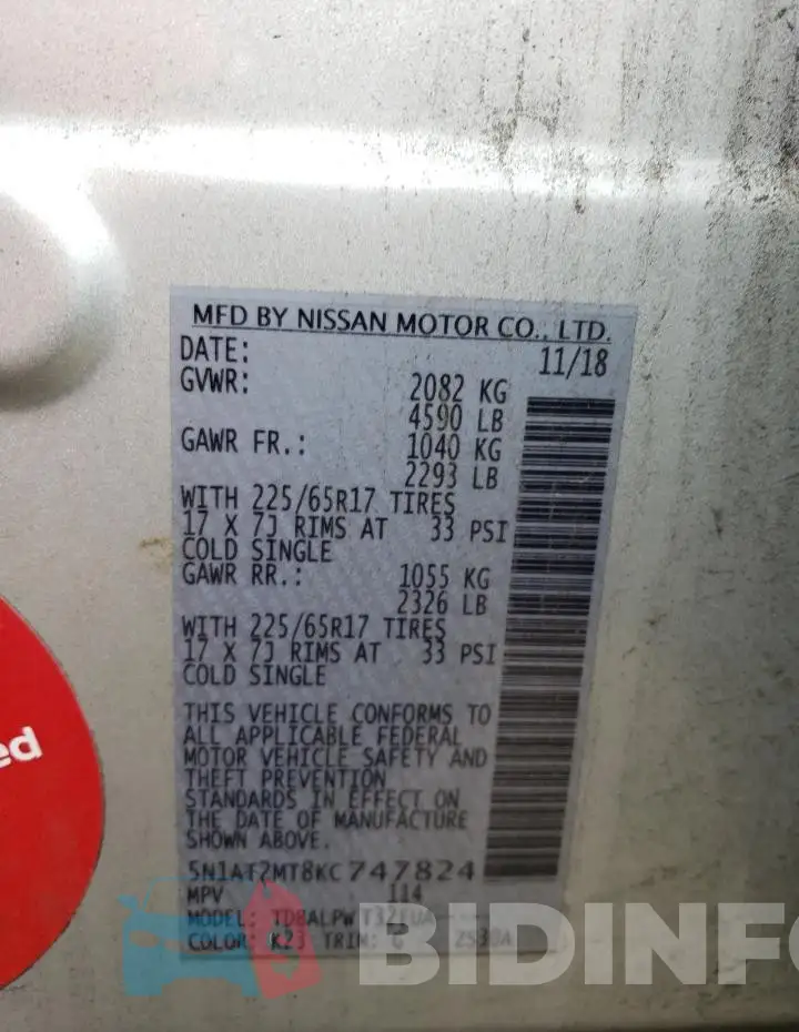 5N1AT2MT8KC747824 Photo# 12