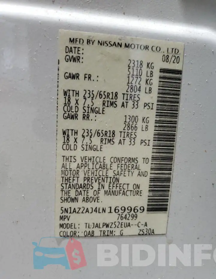 5N1AZ2AJ4LN169969 Photo# 13
