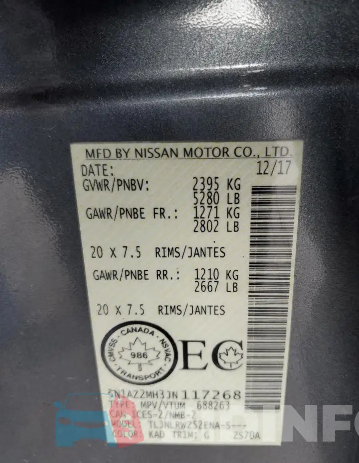 5N1AZ2MH3JN117268 Photo# 14