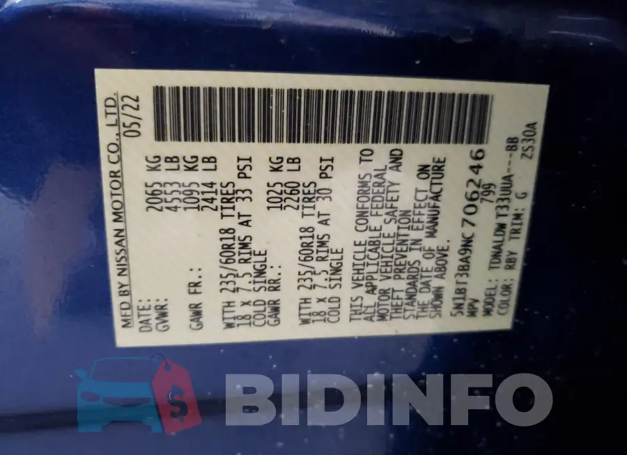 5N1BT3BA9NC706246 Photo# 13
