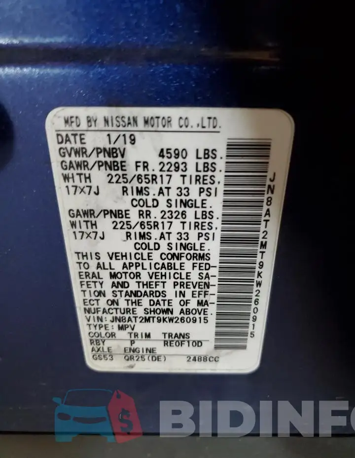 JN8AT2MT9KW260915 Photo# 12