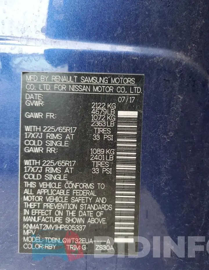 KNMAT2MV1HP605337 Photo# 13