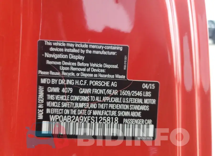 WP0AB2A9XFS125818 Photo# 12