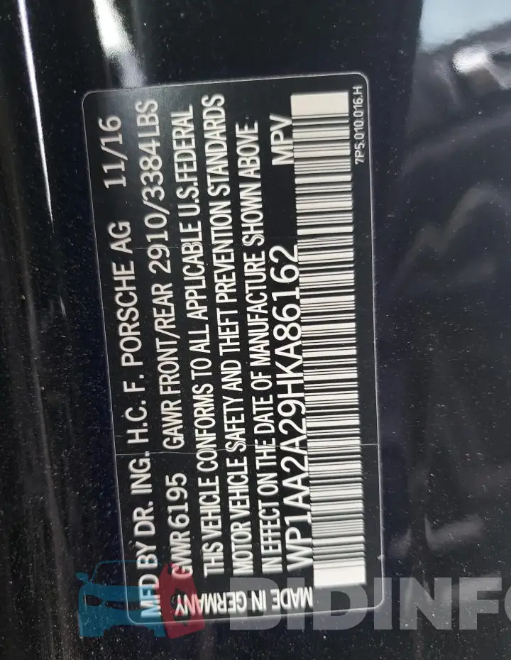 WP1AA2A29HKA86162 Photo# 13