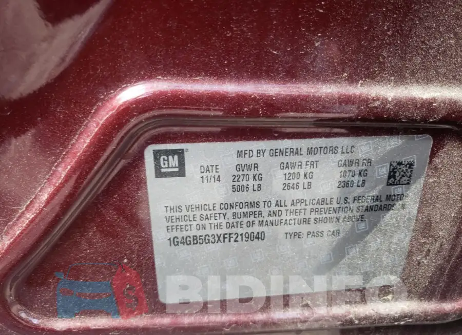 1G4GB5G3XFF219040 Photo# 12