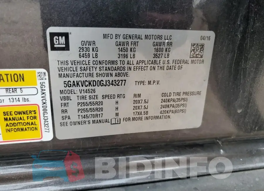 5GAKVCKD0GJ343277 Photo# 13