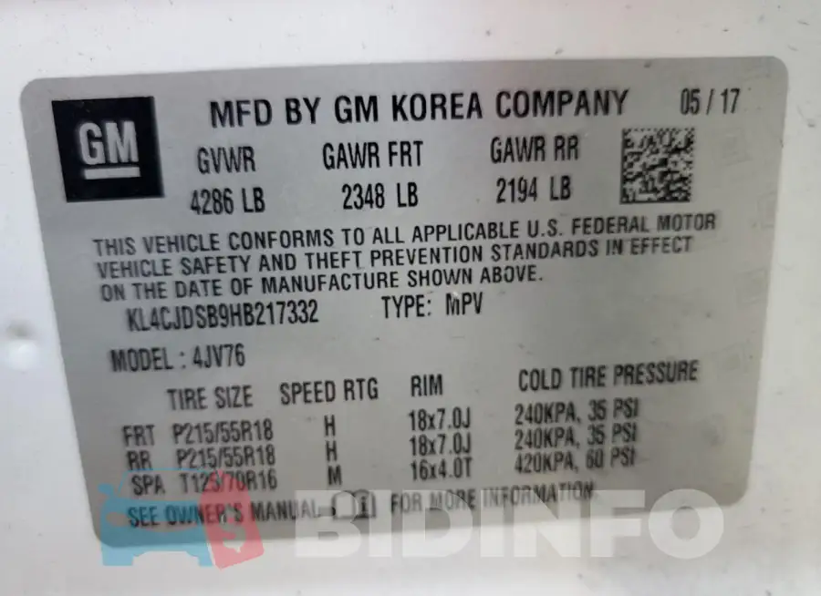 KL4CJDSB9HB217332 Photo# 13