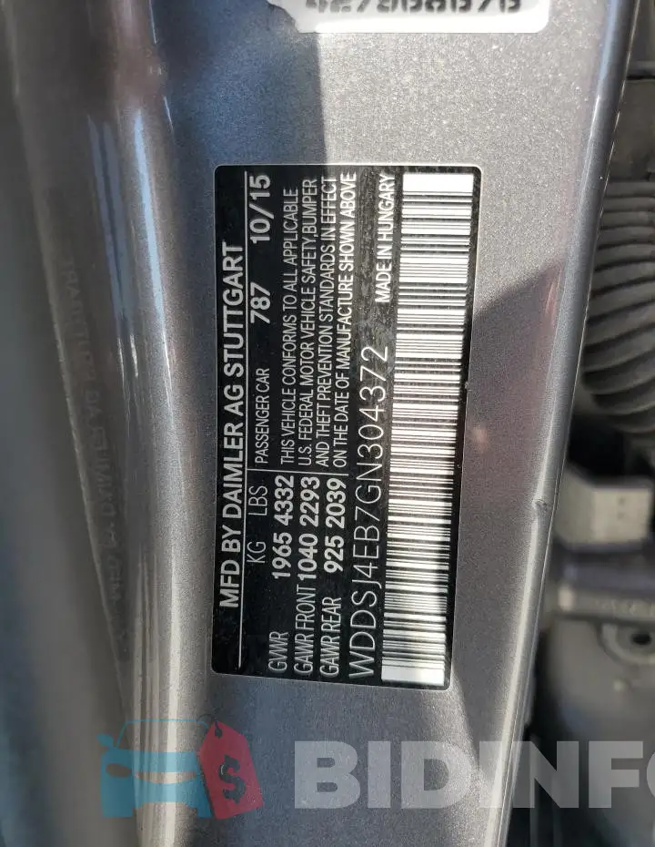 WDDSJ4EB7GN304372 Photo# 12