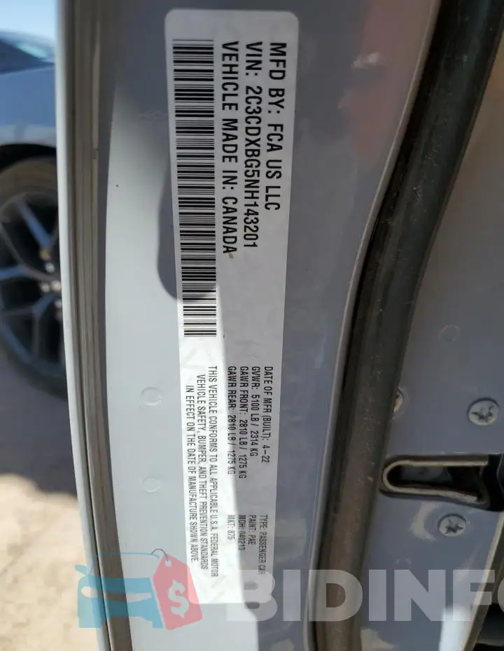 2C3CDXBG5NH143201 Photo# 12