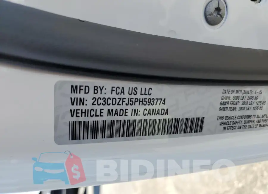 2C3CDZFJ5PH593774 Photo# 12