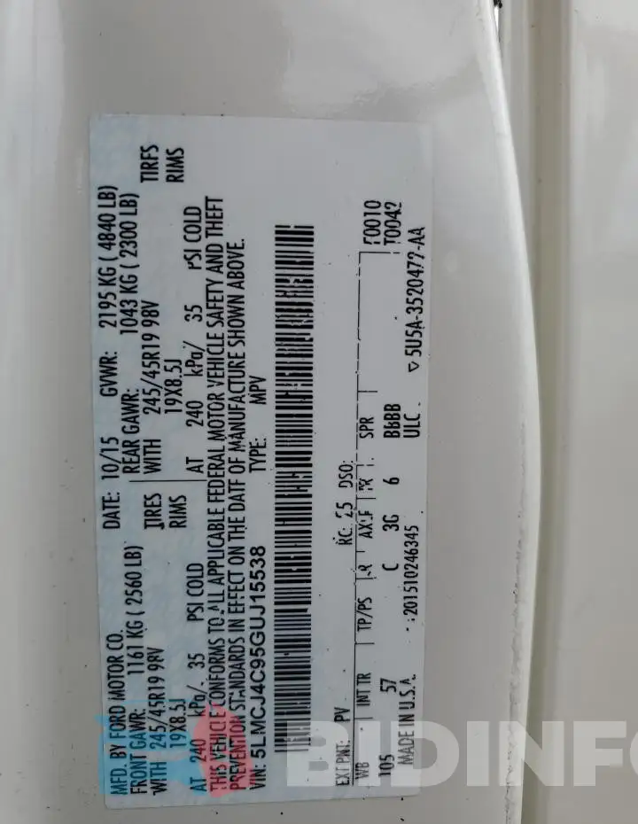 5LMCJ4C95GUJ15538 Photo# 13