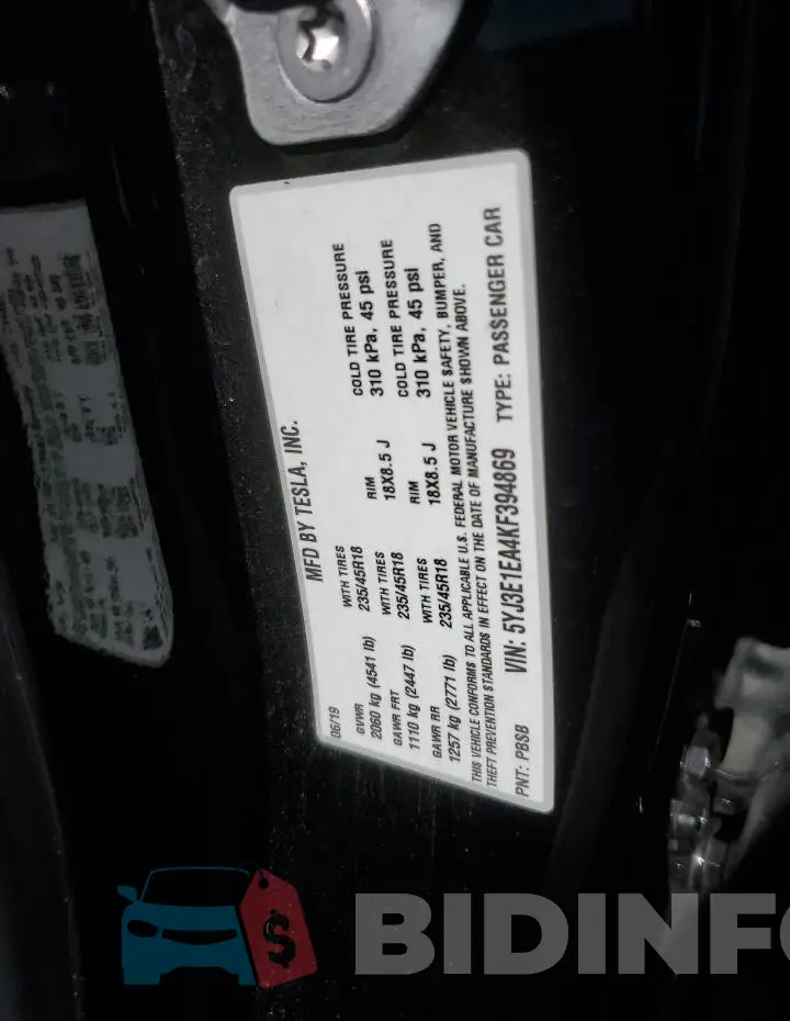 5YJ3E1EA4KF394869 Photo# 12