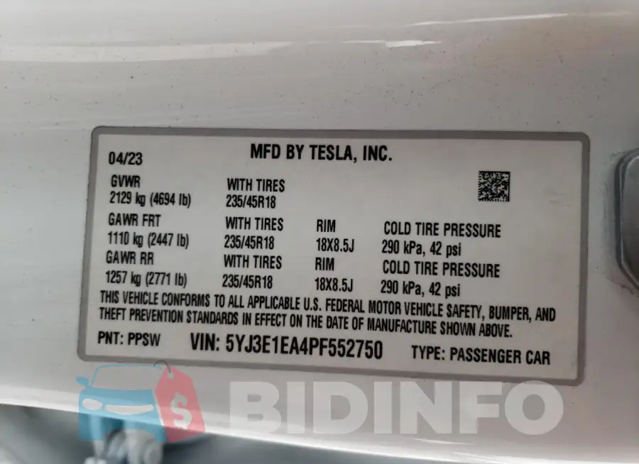 5YJ3E1EA4PF552750 Photo# 13