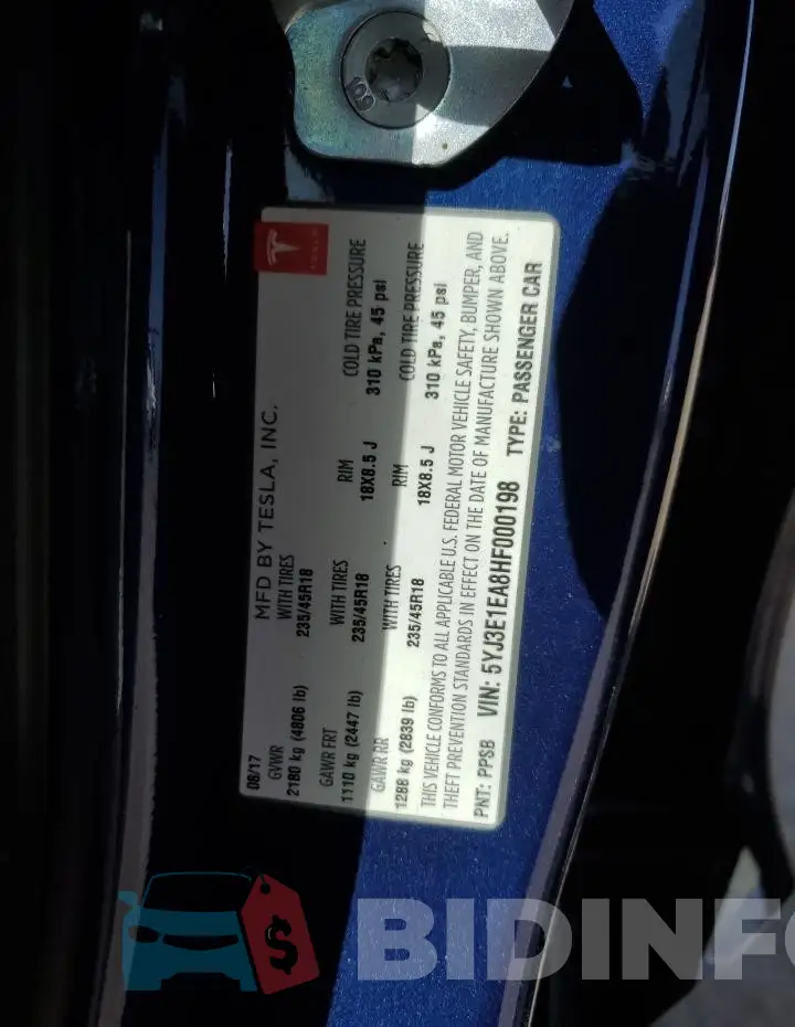 5YJ3E1EA8HF000198 Photo# 12