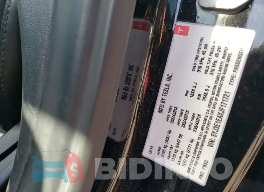 5YJ3E1EAXJF171721 Photo# 12