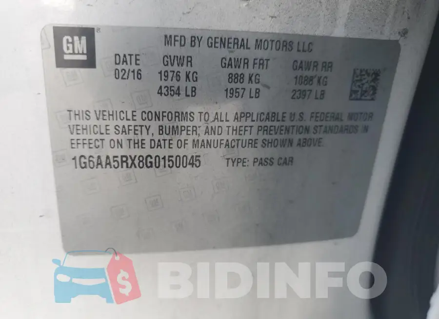 1G6AA5RX8G0150045 Photo# 12