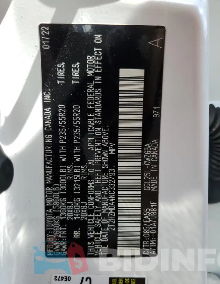 2T2HZMDA4NC332793 Photo# 14