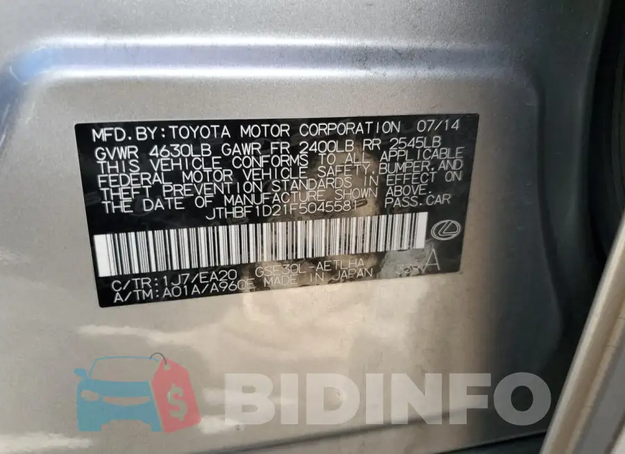 JTHBF1D21F5045581 Photo# 12