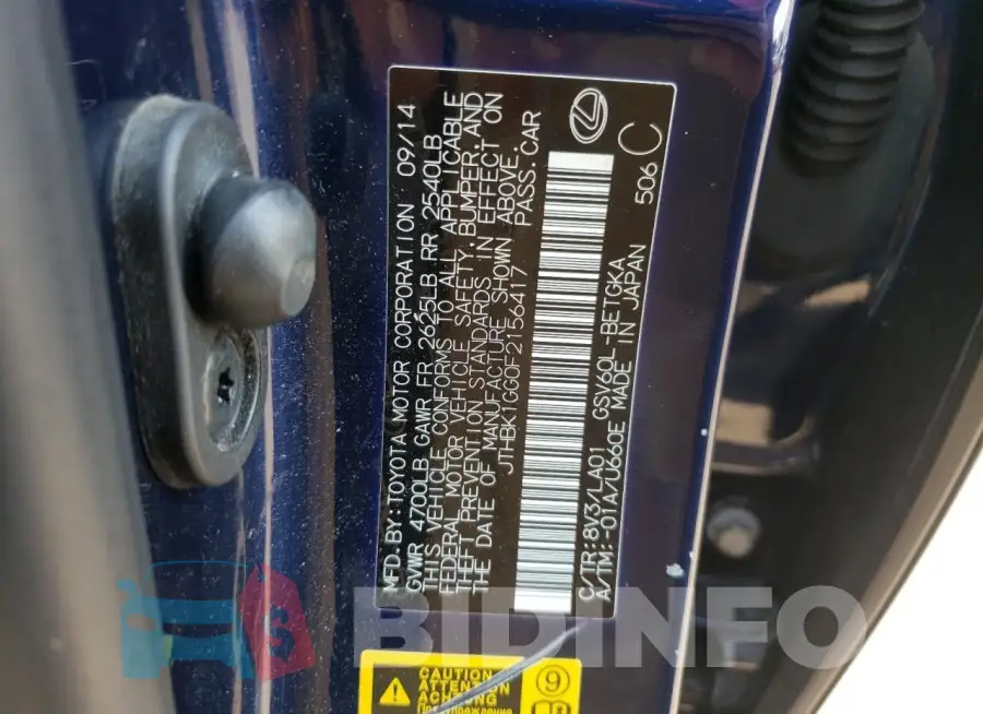 JTHBK1GG0F2156417 Photo# 13
