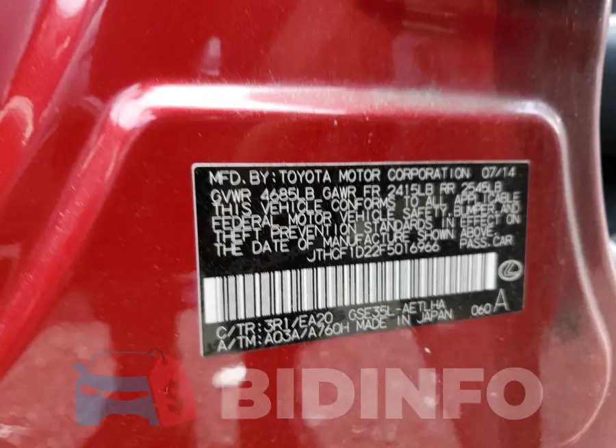 JTHCF1D22F5016966 Photo# 13