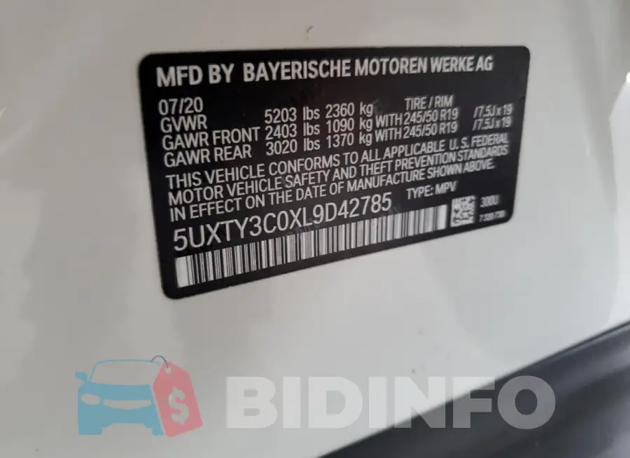 5UXTY3C0XL9D42785 Photo# 14