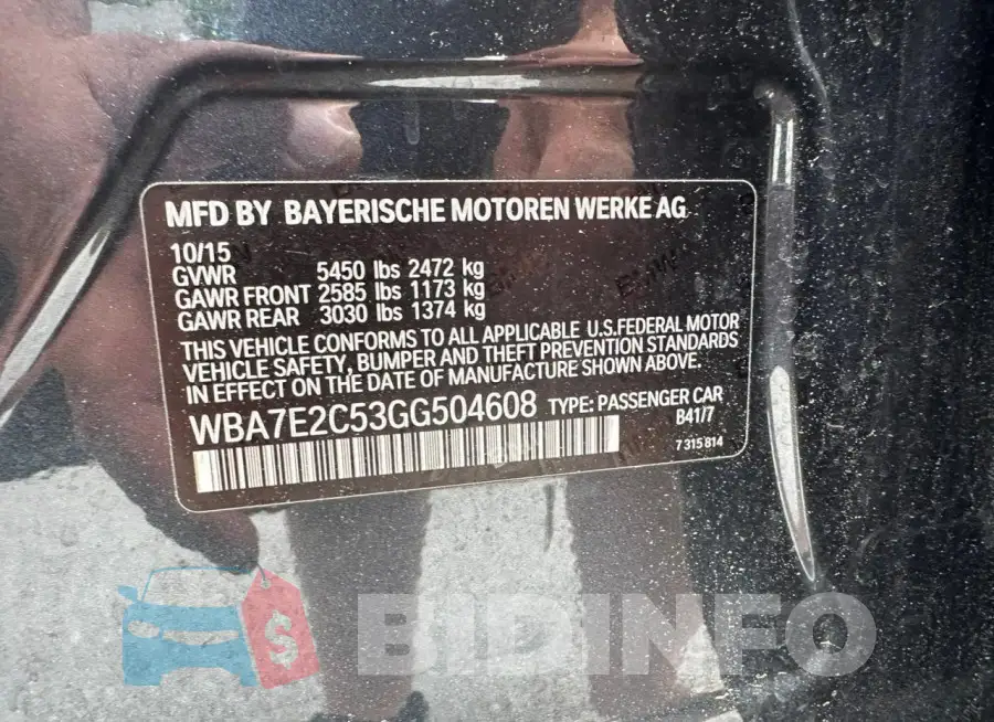 WBA7E2C53GG504608 Photo# 10