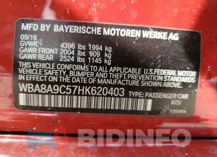 WBA8A9C57HK620403 Photo# 12