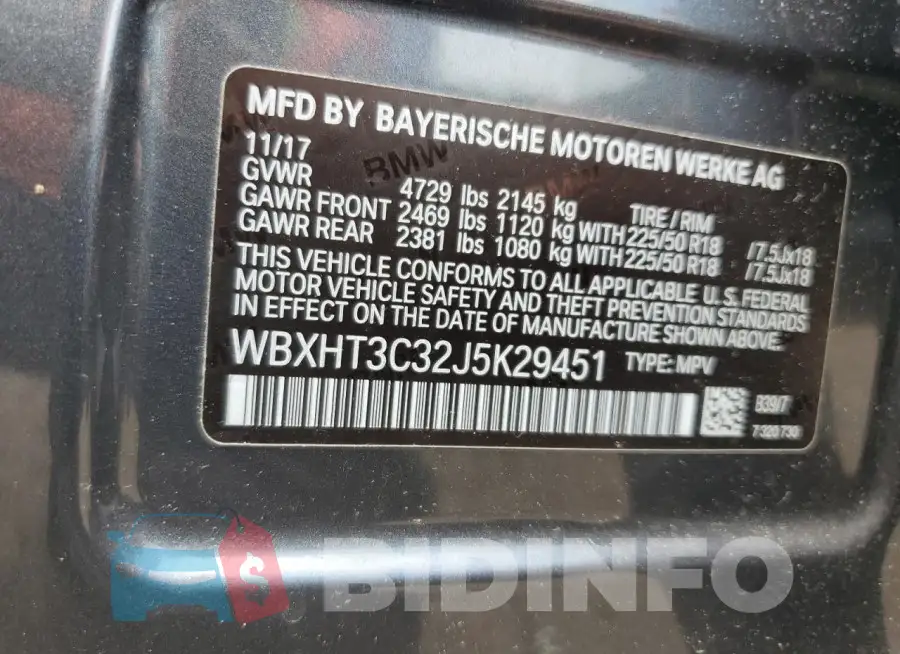 WBXHT3C32J5K29451 Photo# 13