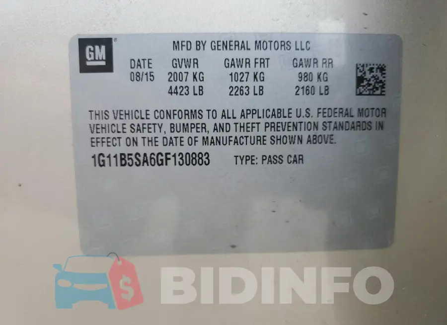 1G11B5SA6GF130883 Photo# 12