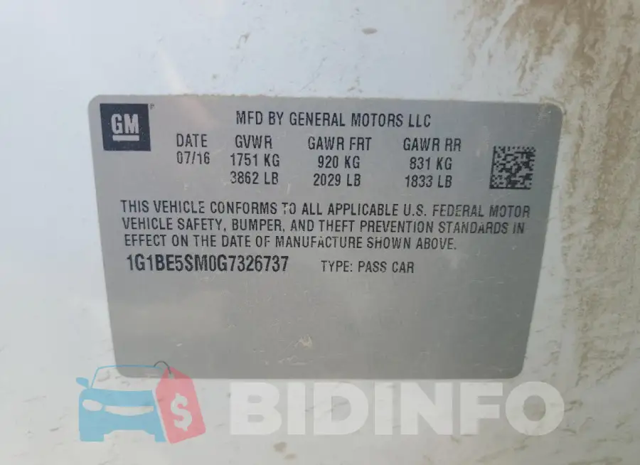 1G1BE5SM0G7326737 Photo# 13