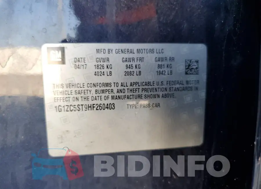 1G1ZC5ST9HF260403 Photo# 12