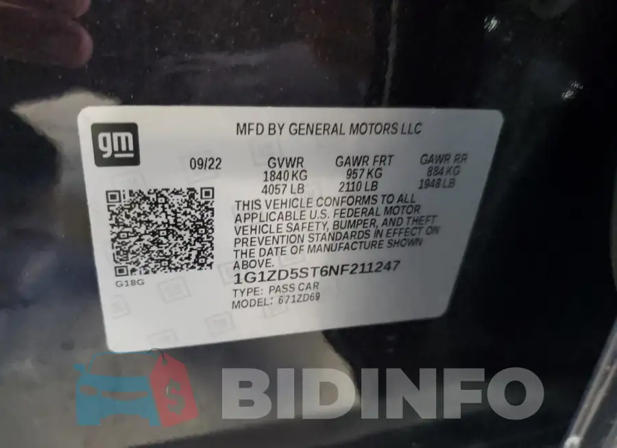 1G1ZD5ST6NF211247 Photo# 12