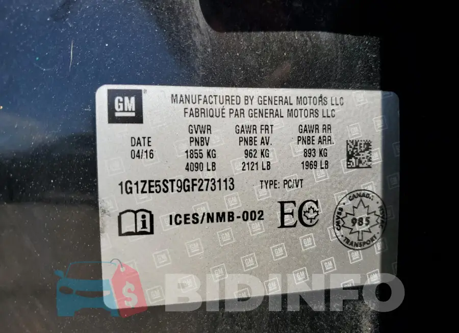 1G1ZE5ST9GF273113 Photo# 12