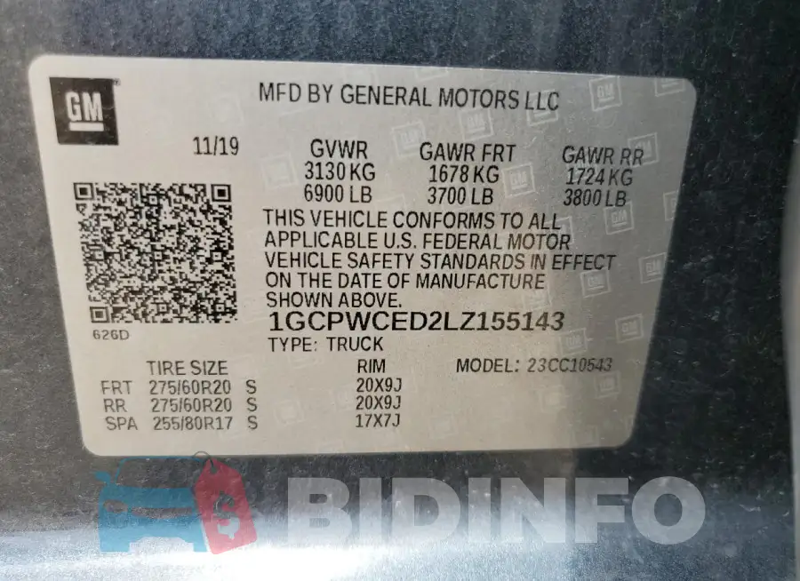 1GCPWCED2LZ155143 Photo# 12