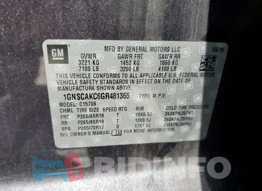 1GNSCAKC6GR481365 Photo# 13