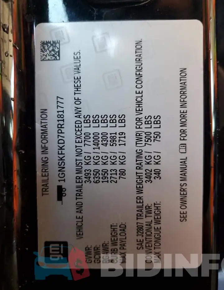 1GNSKFKD7PR181777 Photo# 13