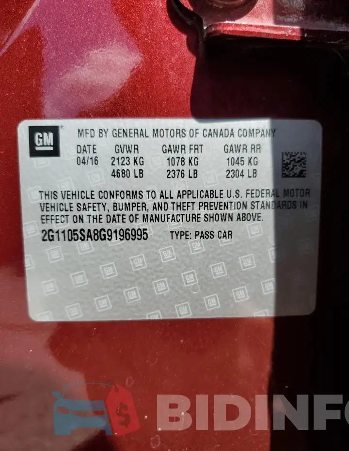 2G1105SA8G9196995 Photo# 12