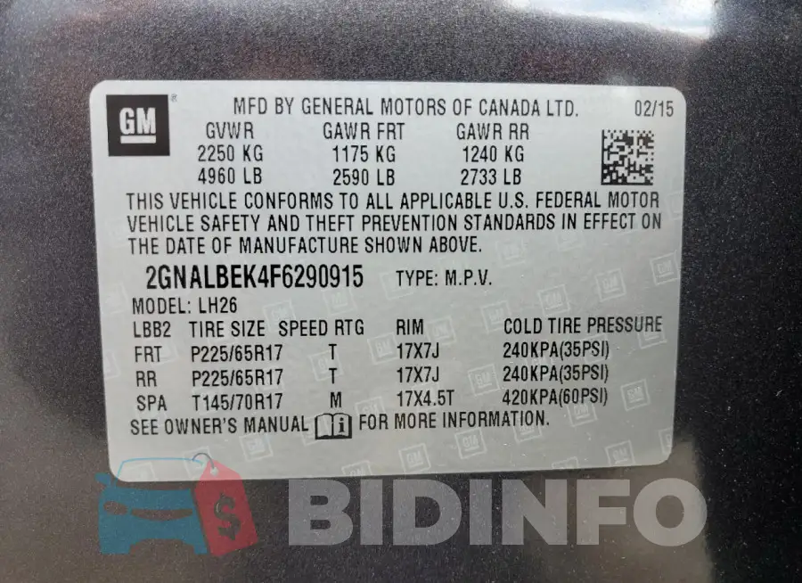 2GNALBEK4F6290915 Photo# 13