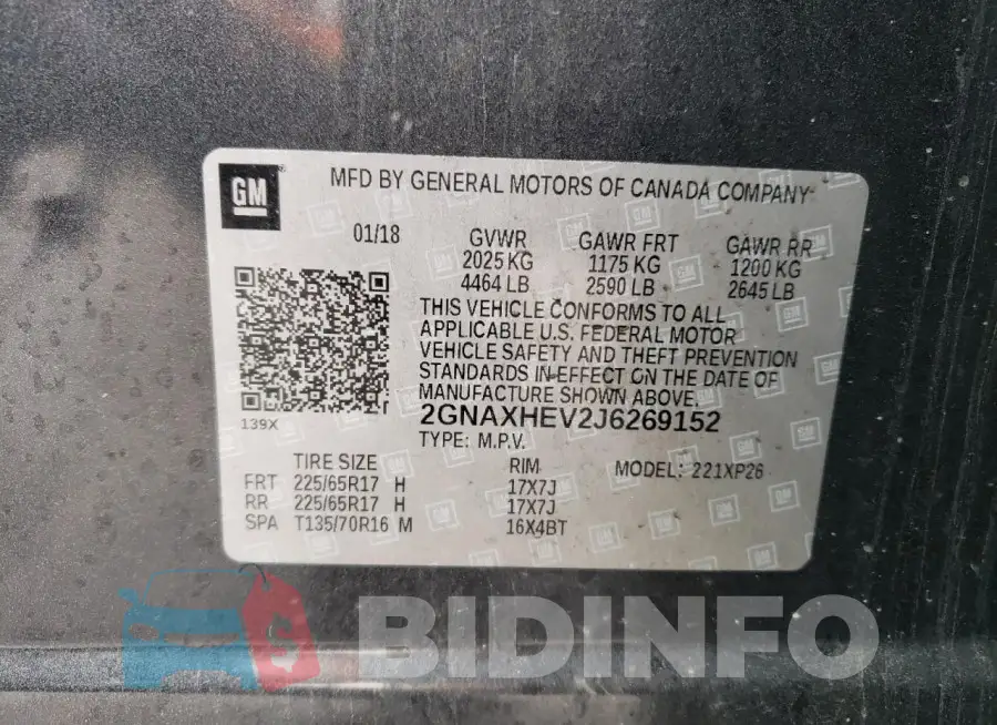 2GNAXHEV2J6269152 Photo# 12