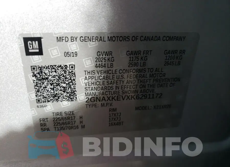2GNAXKEVXK6291172 Photo# 13