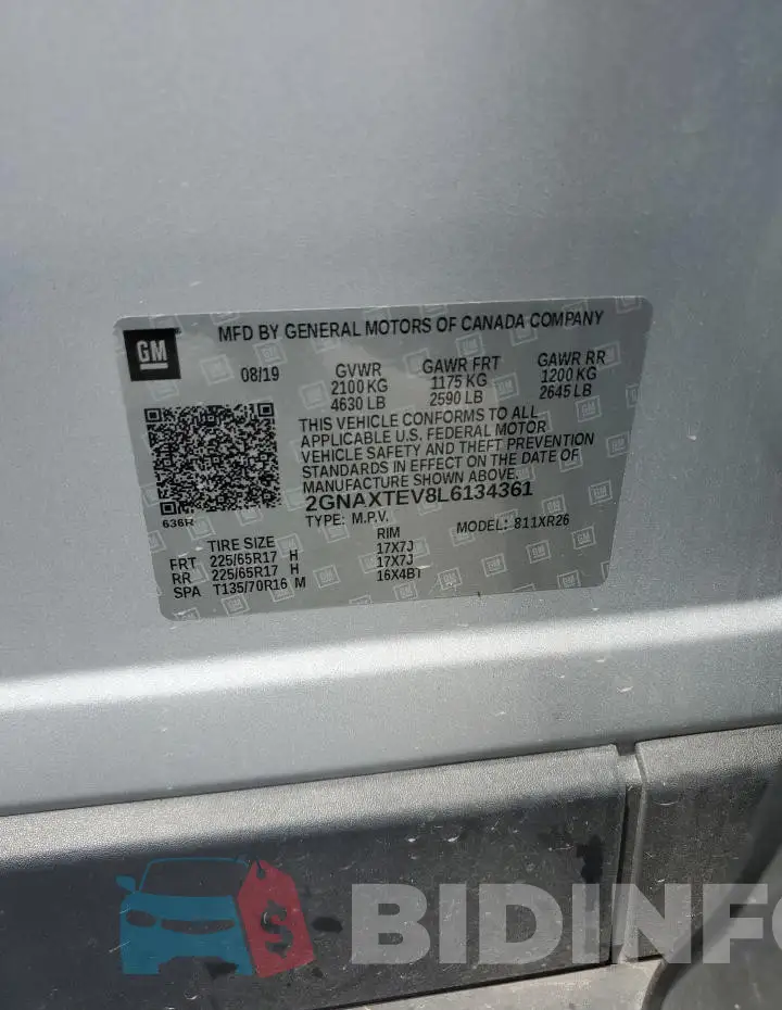 2GNAXTEV8L6134361 Photo# 13