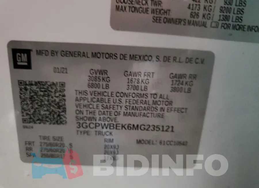 3GCPWBEK6MG235121 Photo# 12