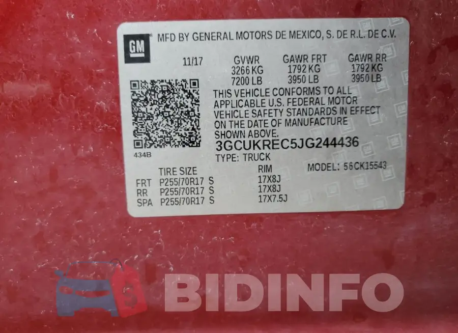 3GCUKREC5JG244436 Photo# 12