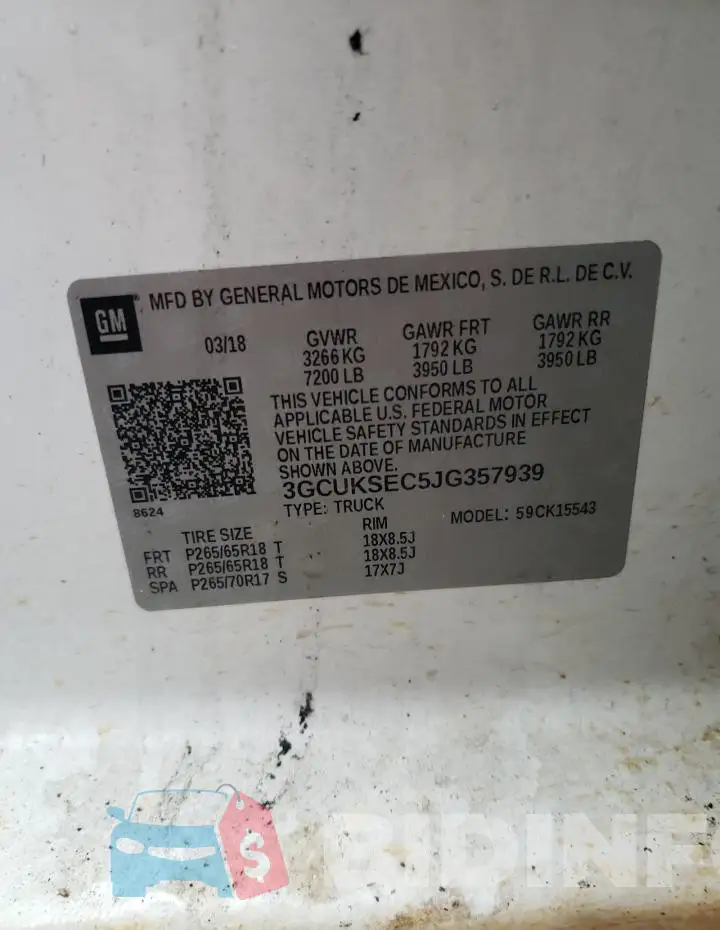 3GCUKSEC5JG357939 Photo# 12